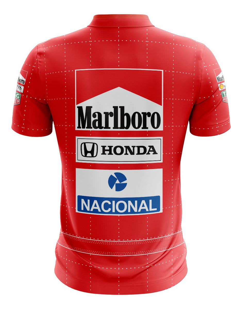 Camiseta Ayrton Senna Vermelha Camisa Formula 1 Corrida